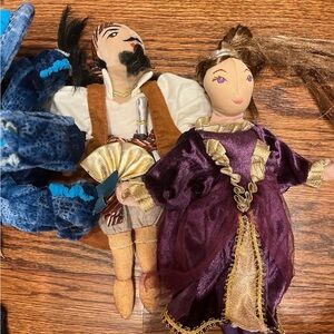Folkmanis puppets lot of 3; Pirate and Noblewoman and dragon